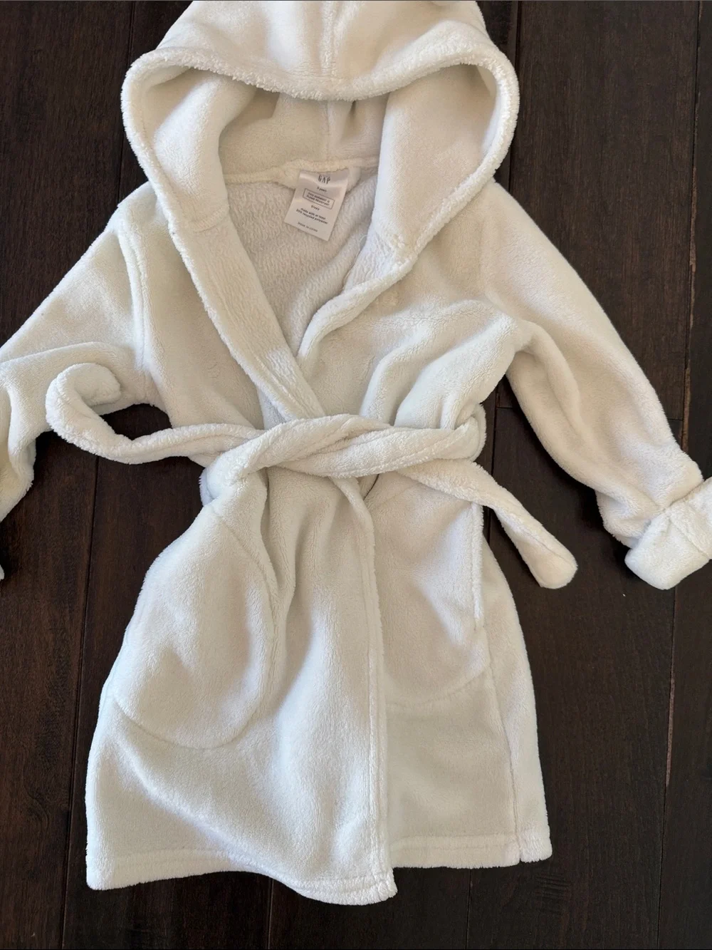 Baby Gap Gender Neutral Plush Hooded Bath Robe in Cream
